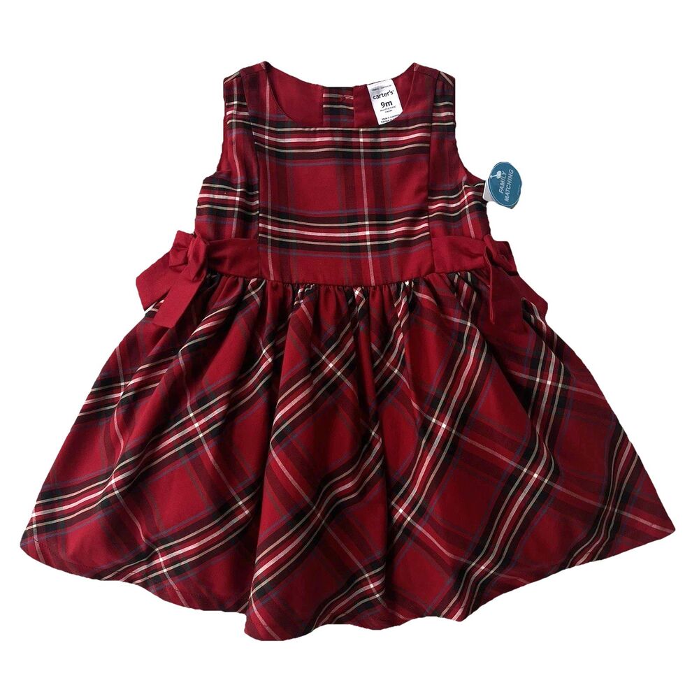 Carter's Baby Red Plaid Dress 9M Cottagecore Photo Outfit Party Christmas NWT
